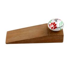2 Pieces White Red Floral Crackle Ceramic Wooden Door Stopper